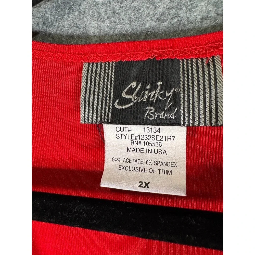 Slinky Brand Womens Red Rhinestone Hem Open Front Cardigan Plus Size 2X USA Made